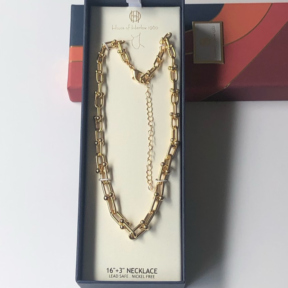 BRAND NEW House Of Harlow 1960 Gold Chain Necklace